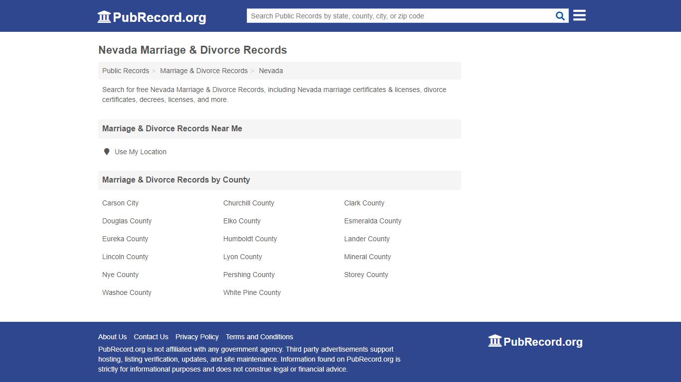 Free Nevada Marriage & Divorce Records - PubRecord.org
